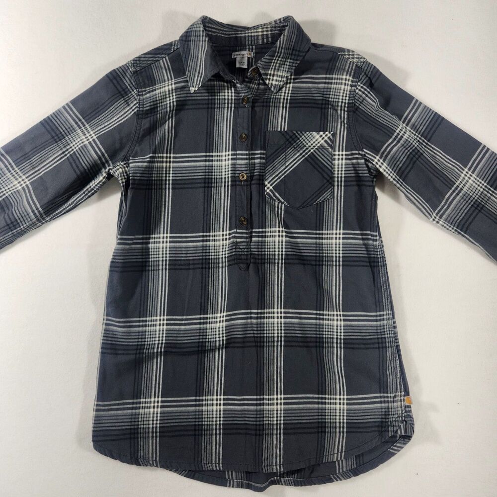 Carhartt Ladies Farwell Lightweight Blue Flannel  Shadow Plaid [E42784] Sz Small